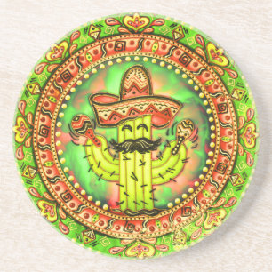 Mexican Fiesta Cinco de Mayo Sombrero Hat Green Coaster