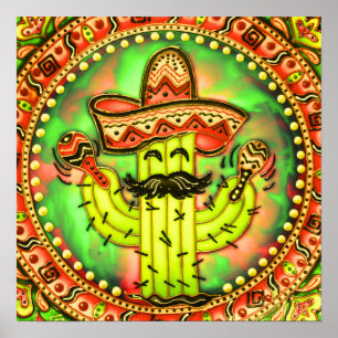 Mexican Fiesta Cinco de Mayo Sombrero Hat Green  Poster