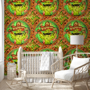 Mexican Fiesta Cinco de Mayo Sombrero Hat Green Wallpaper
