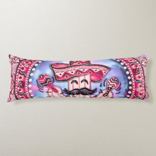 Mexican Fiesta Cinco de Mayo Sombrero Pink Blue Body Cushion
