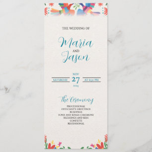 Mexican Fiesta Colorful Floral Modern Boda Wedding Programme