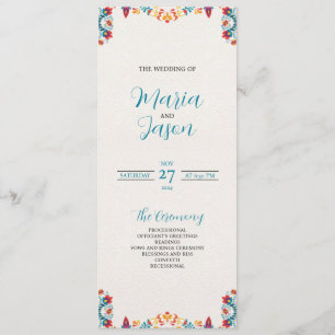 Mexican Fiesta Colourful Botanical Floral Wedding Programme