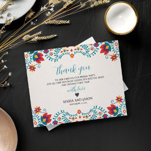 Mexican Fiesta Colourful Botanical Floral Wedding Thank You Card