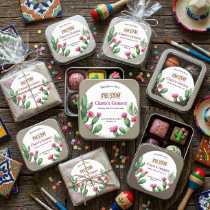 Mexican Fiesta Colourful Cactu Floral Bridal Showe Classic Round Sticker