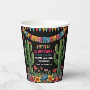 Mexican Fiesta Colourful Cactu Floral Bridal Showe Paper Cups