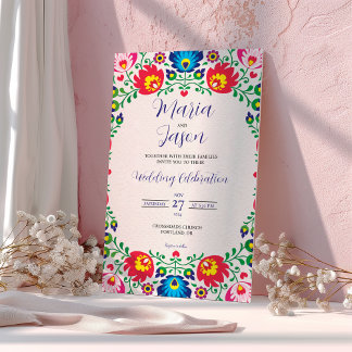 Mexican Fiesta Colourful Floral Botanical Wedding Invitation
