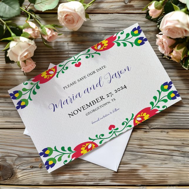 Mexican Fiesta Colourful Floral Botanical Wedding Save The Date (Mexican Fiesta Colorful Floral Botanical Wedding Save The Date)