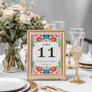 Mexican Fiesta Colourful Floral Botanical Wedding Table Number