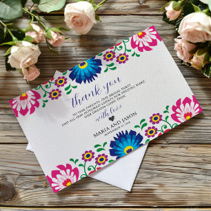 Mexican Fiesta Colourful Floral Botanical Wedding Thank You Card