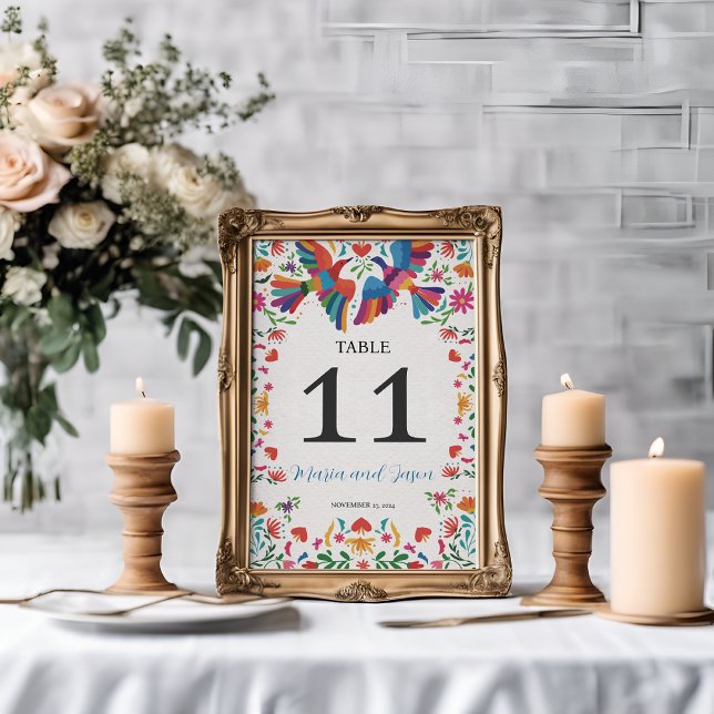 Mexican Fiesta Colourful Floral Modern Boda Weddin Table Number (Mexican Fiesta Colorful Floral Modern Boda Wedding Table Number)