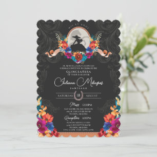 Mexican Fiesta Colourful Floral Western Quinceaner Invitation