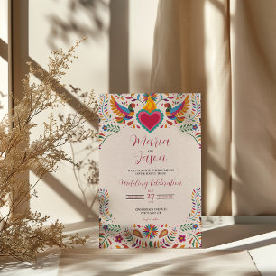 Mexican Fiesta Colourful Flowers Botanical Wedding Invitation