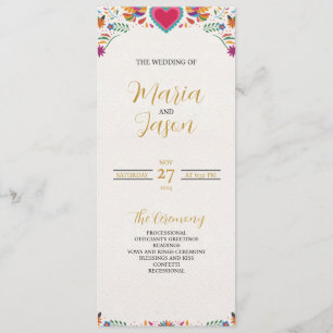 Mexican Fiesta Colourful Flowers Botanical Wedding Programme