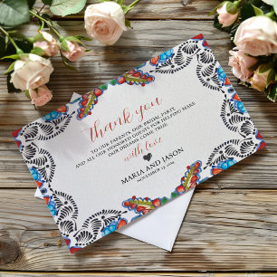 Mexican Fiesta Colourful Flowers Botanical Wedding Thank You Card