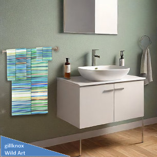 Mexican Fiesta Cool Blue Stripes Bath Towel Set