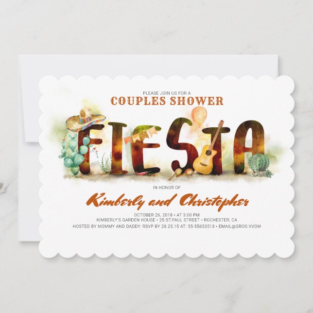 Mexican Fiesta Couples Shower Invitations (Front)