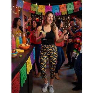 Mexican Fiesta & Día de Muertos  Capri Leggings