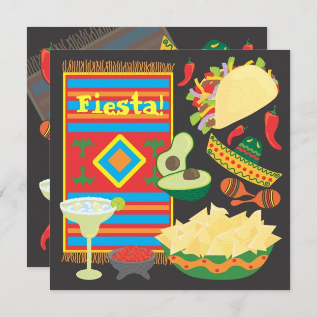 Mexican Fiesta Dinner Party Invitation (Front/Back)