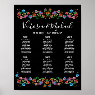 Mexican Fiesta Embroidery Floral Seating Chart