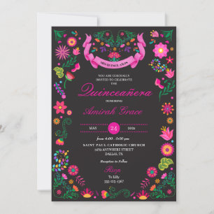 Mexican Fiesta Embroidery Quinceañera Invitation