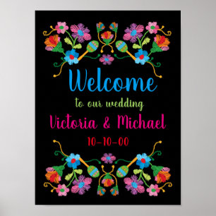 Mexican Fiesta Embroidery Welcome Poster