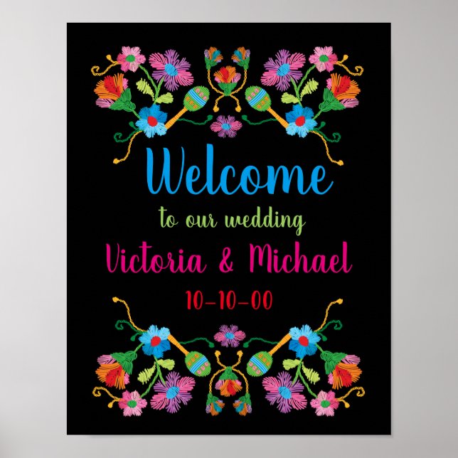 Mexican Fiesta Embroidery Welcome Poster (Front)