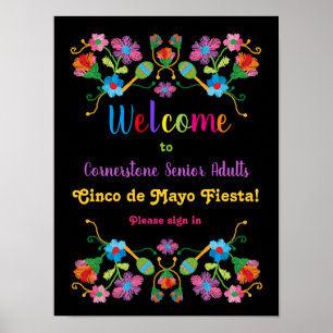 Mexican Fiesta Embroidery Welcome Poster
