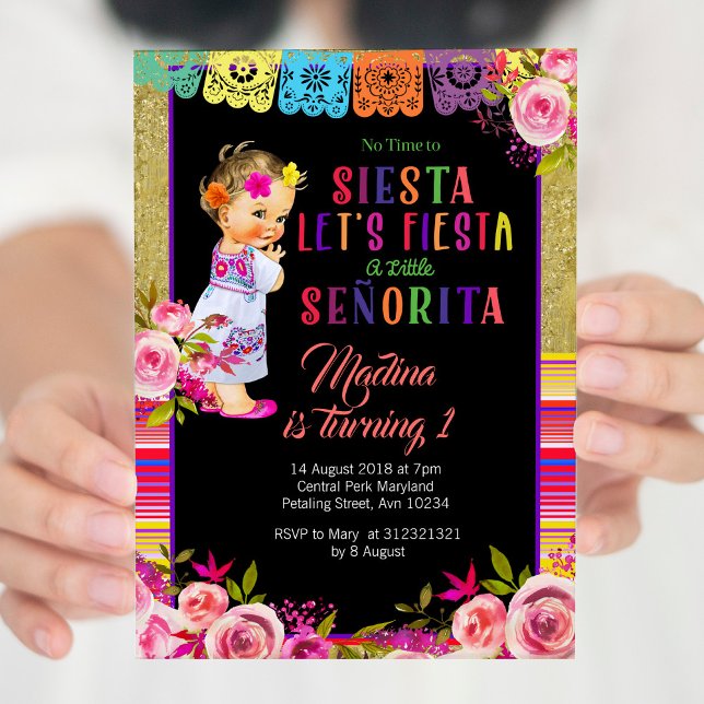 Mexican Fiesta Floral 1st birthday invitation (Creator Uploaded)