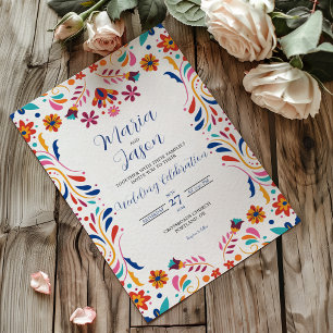 Mexican Fiesta Floral Aesthetic Elegant Wedding Invitation
