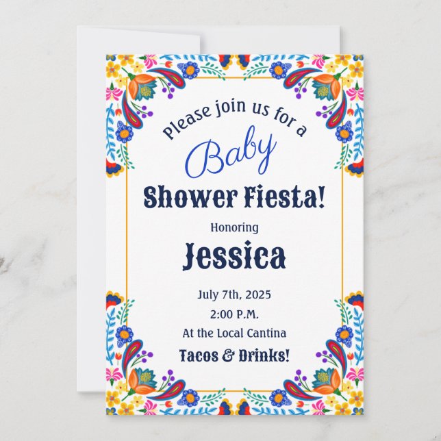 Mexican Fiesta Floral Baby Shower Invitation (Front)