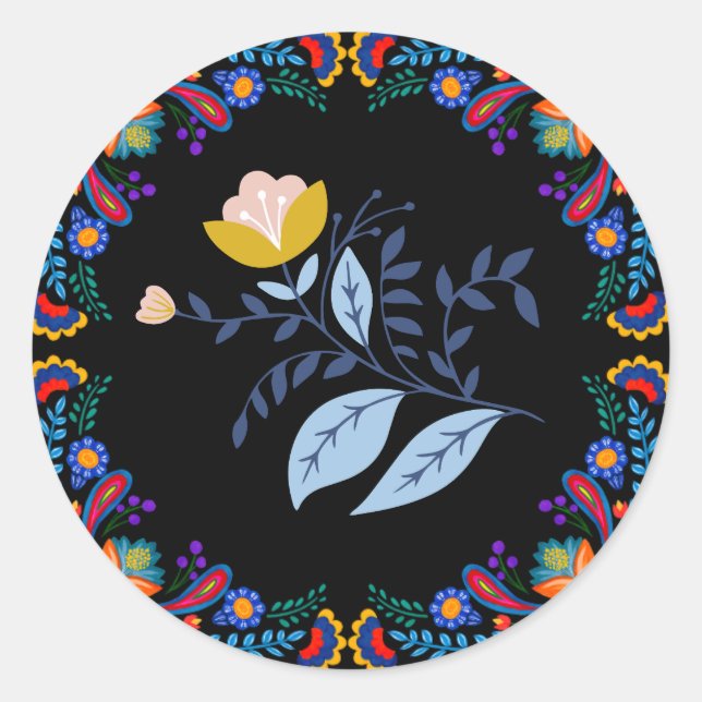 Mexican Fiesta Floral Baby Shower Sticker  (Front)