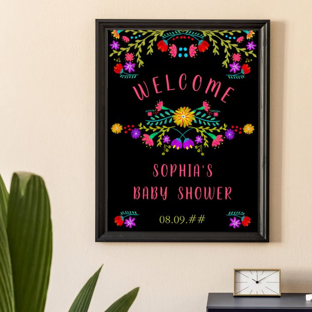 Mexican Fiesta Floral Baby Shower Welcome Poster (Welcome Poster from my Mexican Fiesta Floral collection. Order printed or as a digital download file)