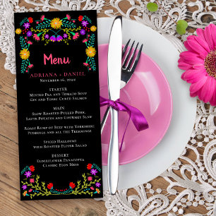 Mexican Fiesta Floral Black Wedding Menu