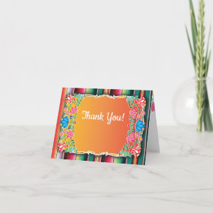 Mexican Fiesta floral glitter thank you note Card