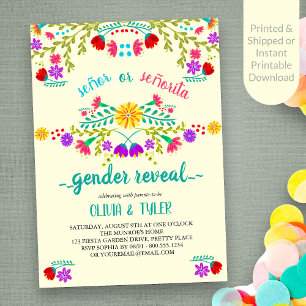 Mexican Fiesta Floral Lemon Colourful Gender Revea Invitation