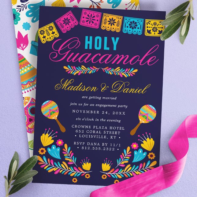 Mexican Fiesta Floral Maraca Engagement Party Invitation (Creator Uploaded)