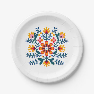 Mexican Fiesta Floral Party Paper Plate