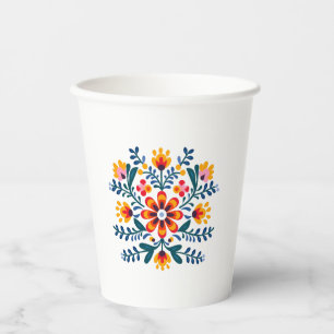Mexican Fiesta Floral Party Paper Plate Cups