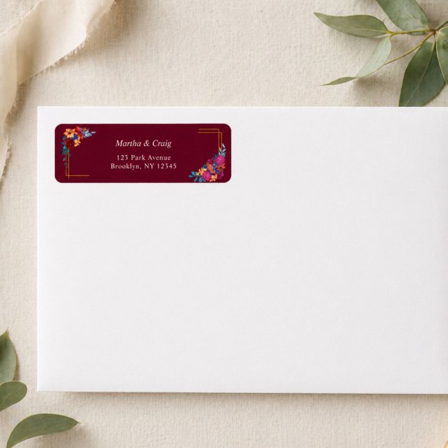 Mexican Fiesta Floral Wedding Return Address Label (Creator Uploaded)