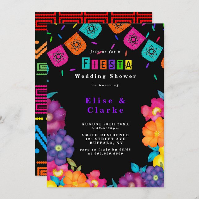 Mexican Fiesta Florals Wedding Shower Invitations (Front/Back)
