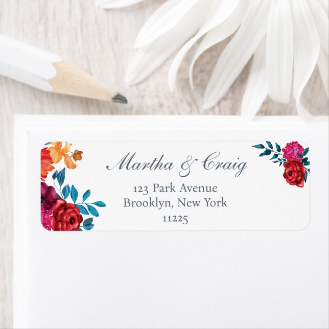 Mexican Fiesta Flower Wedding Return Address (Insitu)