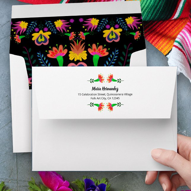 Mexican Fiesta Flowers Colourful Return Address Envelope (Invitation Envelopes .. from my Mexican Fiesta Party Quinceanera Collection 
)