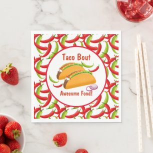 Mexican Fiesta Food Taco Bout Awesome Food Party Napkin