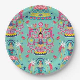Mexican Fiesta Frida Paper Plate