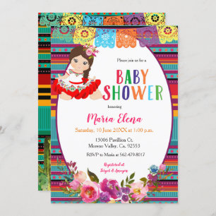 Mexican Fiesta Girl Baby Shower Invitation