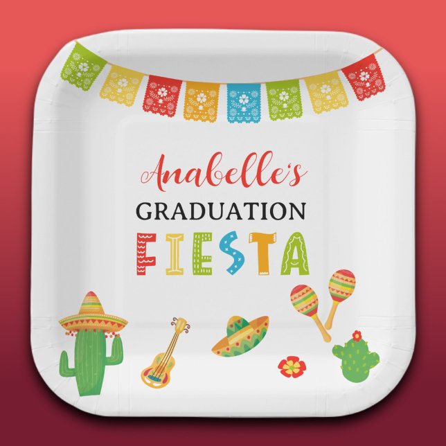 Mexican Fiesta Graduation Party Paper Plate (Creator Uploaded)