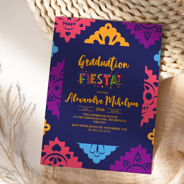 Mexican Fiesta Graduation Party with embroidery Invitation (Creator Uploaded)