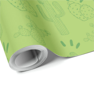 Mexican Fiesta Green Cactus Wrapping Paper