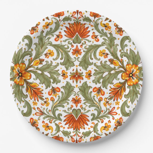 Mexican Fiesta Green Talavera  Paper Plate (Front)