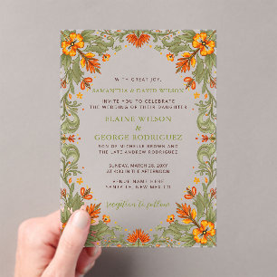 Mexican Fiesta Green Talavera Wedding Acrylic Invitations
